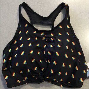 Sirena Women's Pride Swim Top Multicolor Love Print Stretch Twist Front 4XL NWT